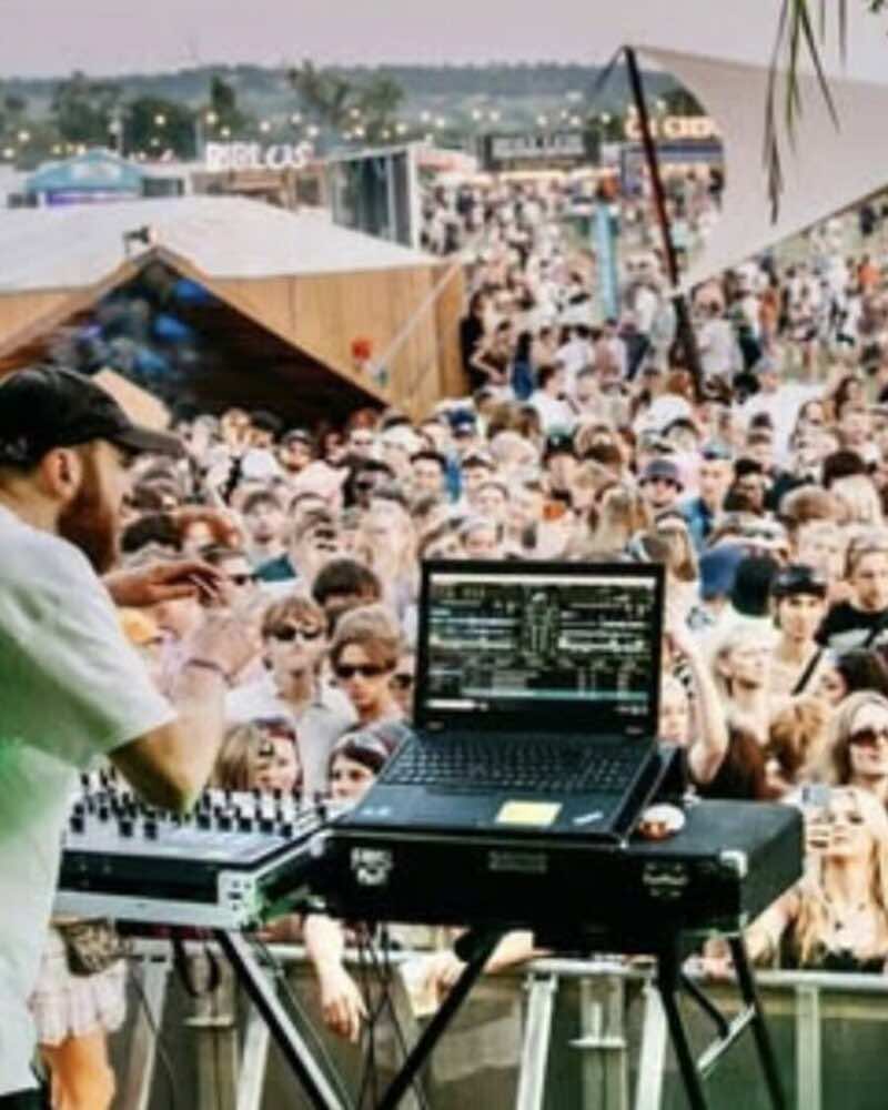 A packed crowd in front of the stage during the event